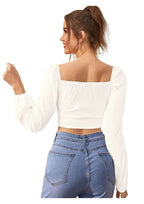 Divine Grace Square-Neck Puff Sleeve Crop Top