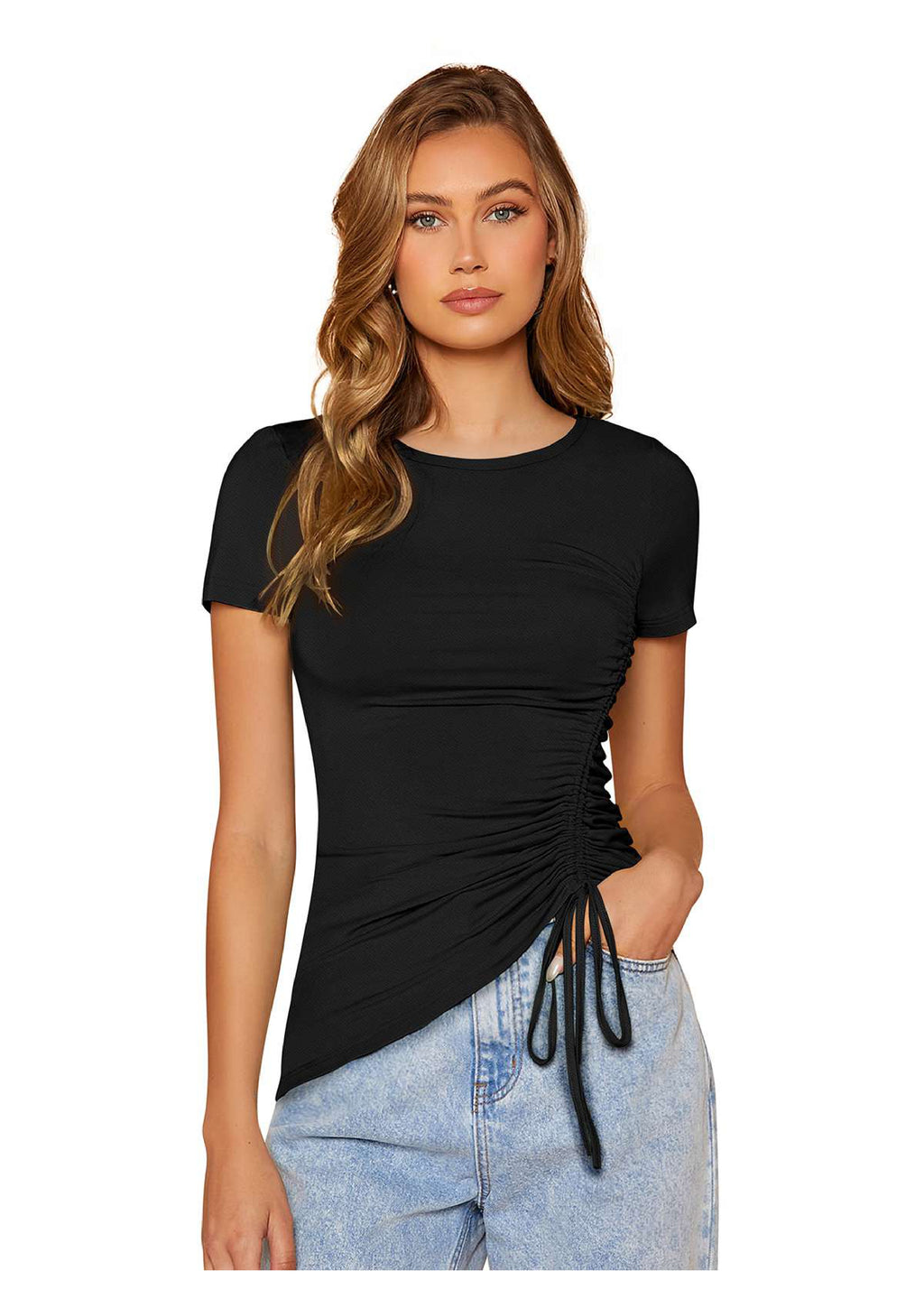 Trendy Ruched Side Crop Top