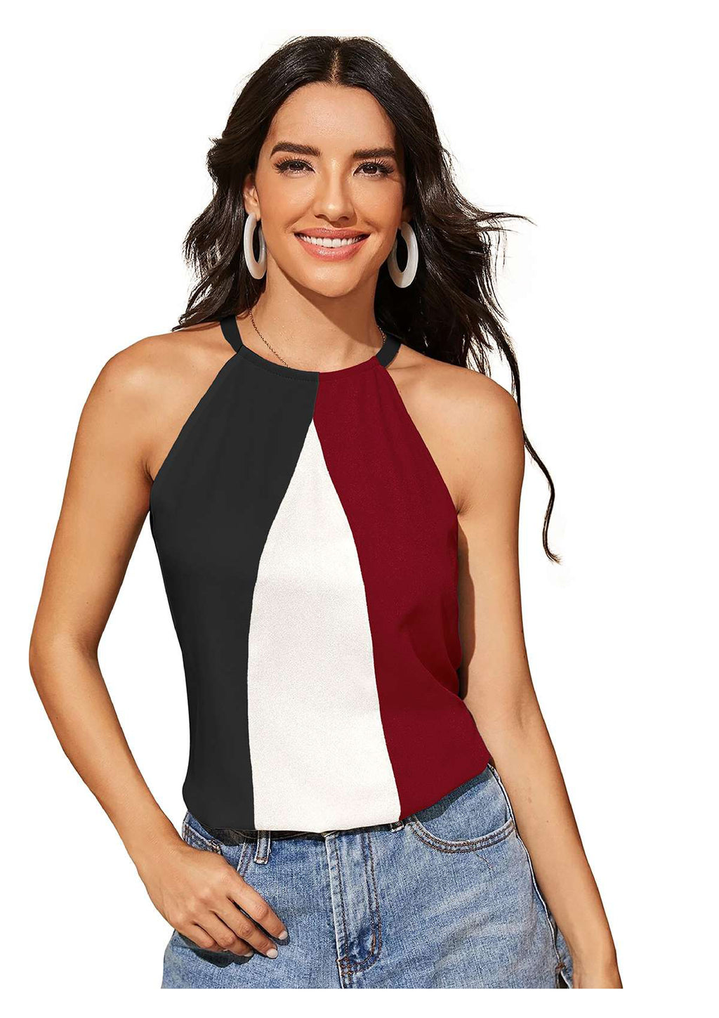 Tricolor Chic Halter Neck Top – Bold, Beautiful & Unstoppable