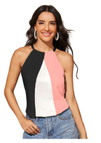 Tricolor Chic Halter Neck Top – Bold, Beautiful & Unstoppable