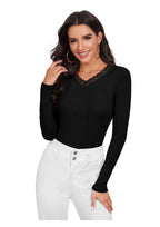 EleganceLace -Ribbed Knit Top