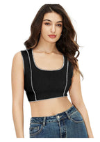 UrbanEdge Ribbed Stitch Detail Crop Top
