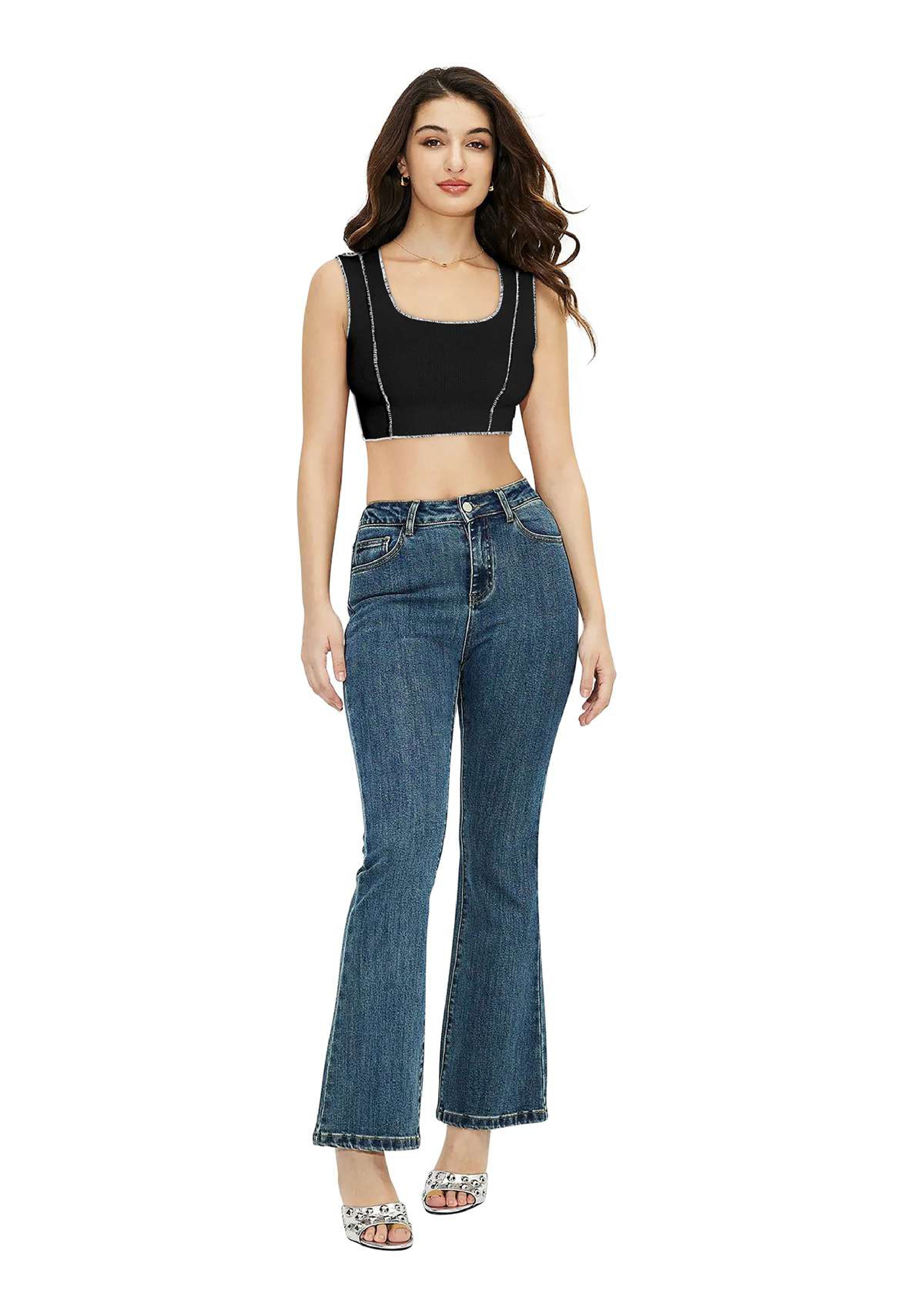 UrbanEdge Ribbed Stitch Detail Crop Top