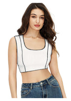 UrbanEdge Ribbed Stitch Detail Crop Top