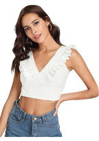 Ruffle Charm V-Neck Crop Top