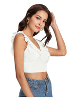 Ruffle Charm V-Neck Crop Top