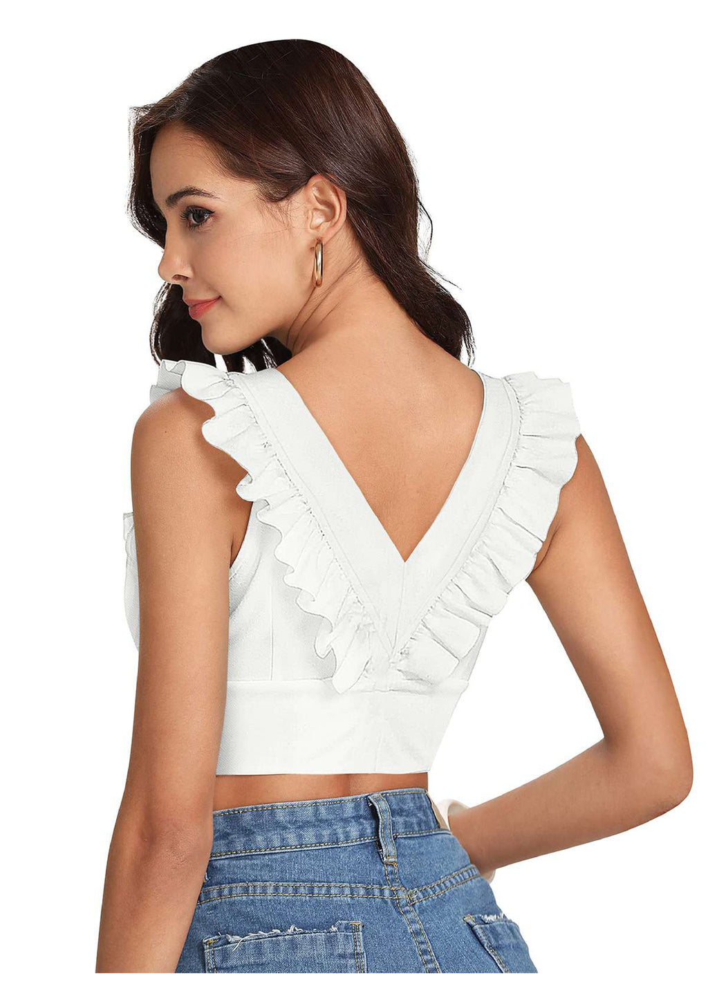Ruffle Charm V-Neck Crop Top