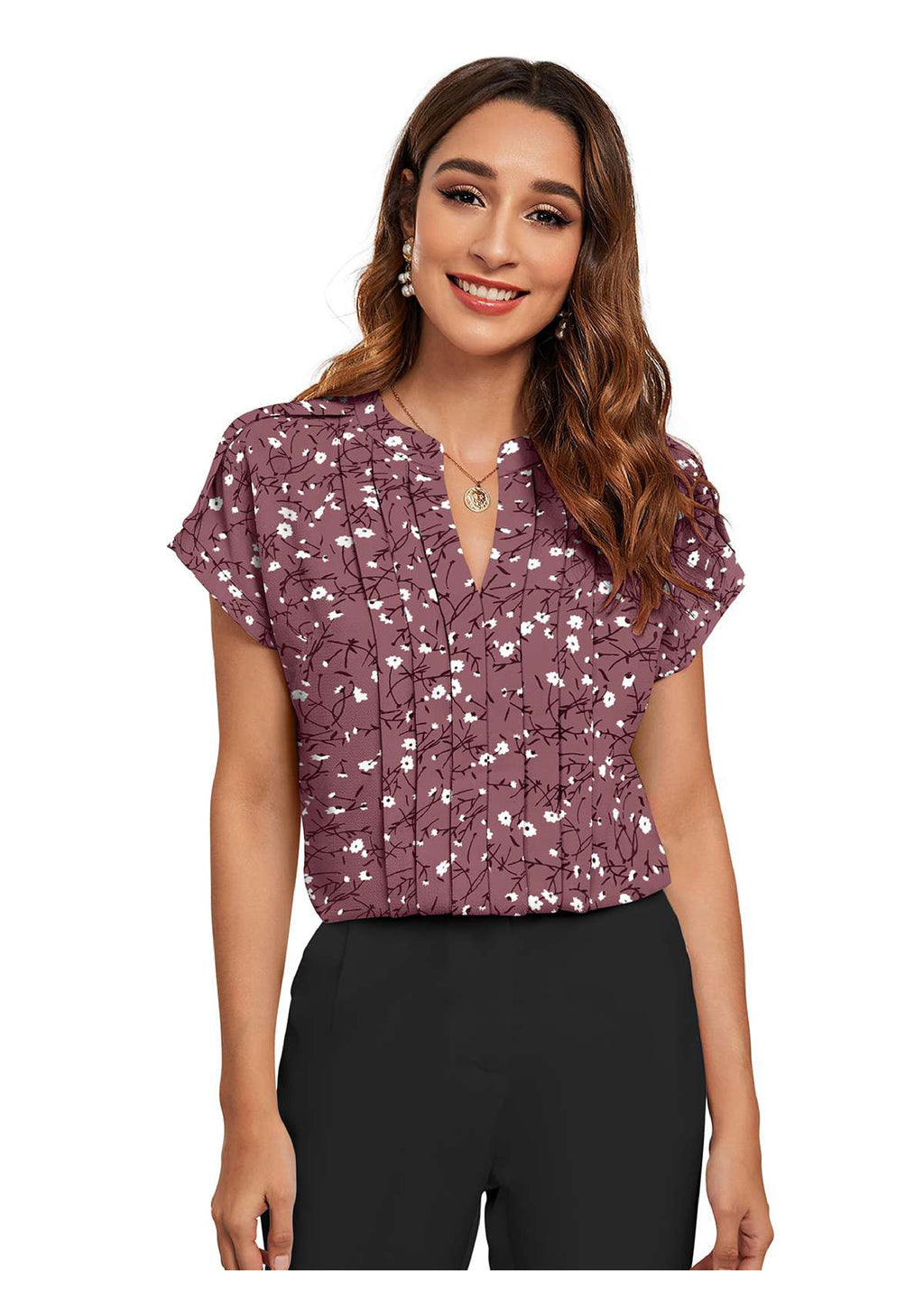 Floral Pleated Charm Top – Everyday Elegance with Effortless Comfort