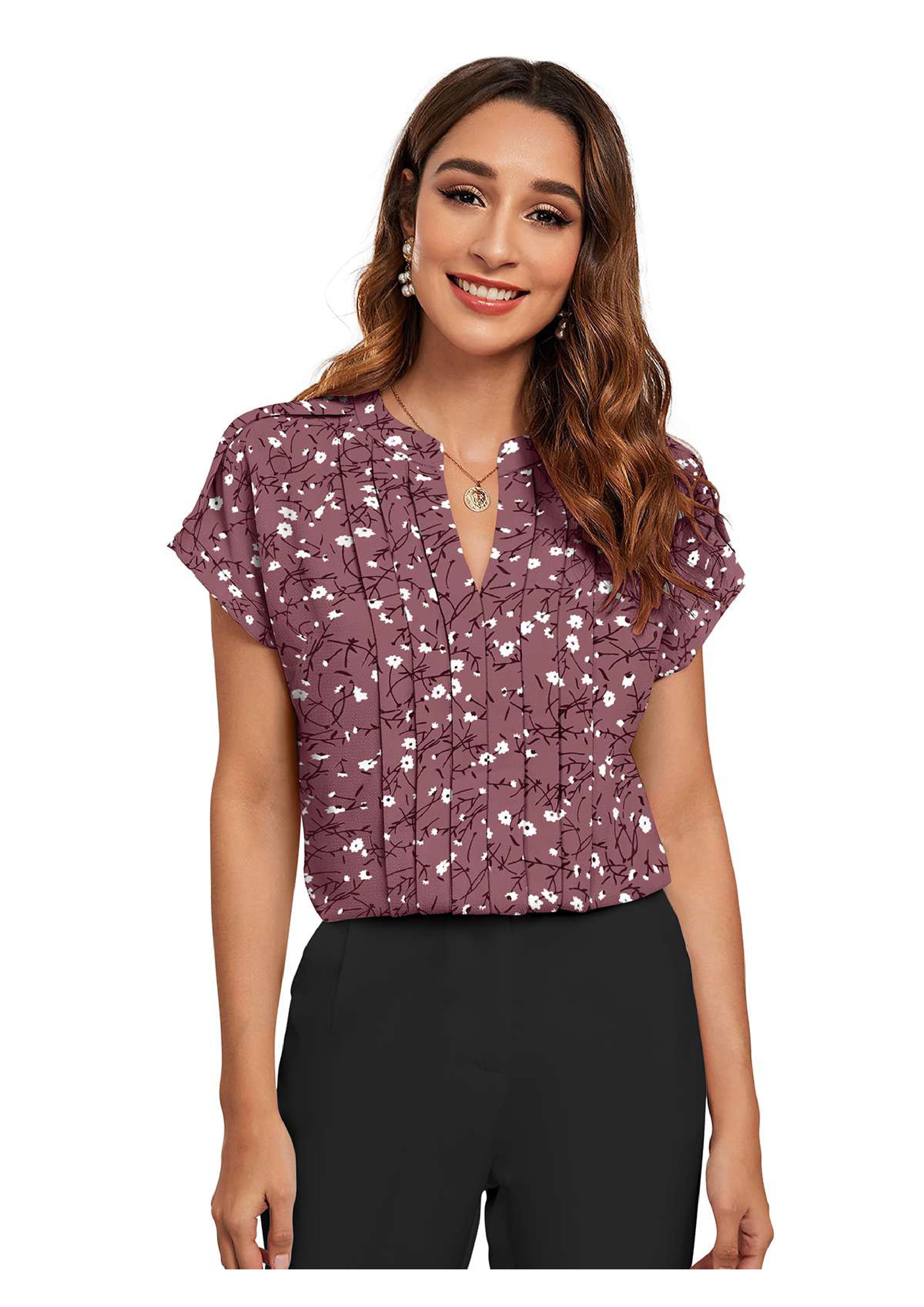 Floral Pleated Charm Top – Everyday Elegance with Effortless Comfort