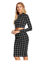 Trendy Checkered Crop Top & Skirt