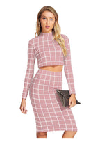 Trendy Checkered Crop Top & Skirt