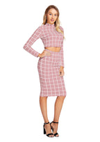 Trendy Checkered Crop Top & Skirt