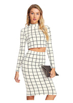 Trendy Checkered Crop Top & Skirt
