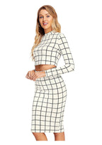 Trendy Checkered Crop Top & Skirt