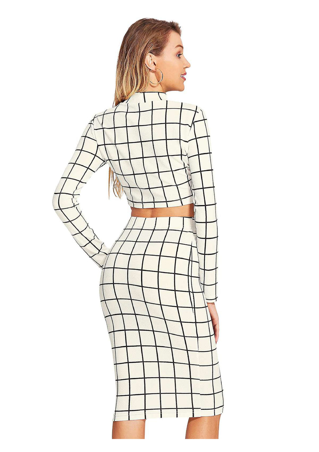 Trendy Checkered Crop Top & Skirt