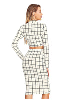 Trendy Checkered Crop Top & Skirt