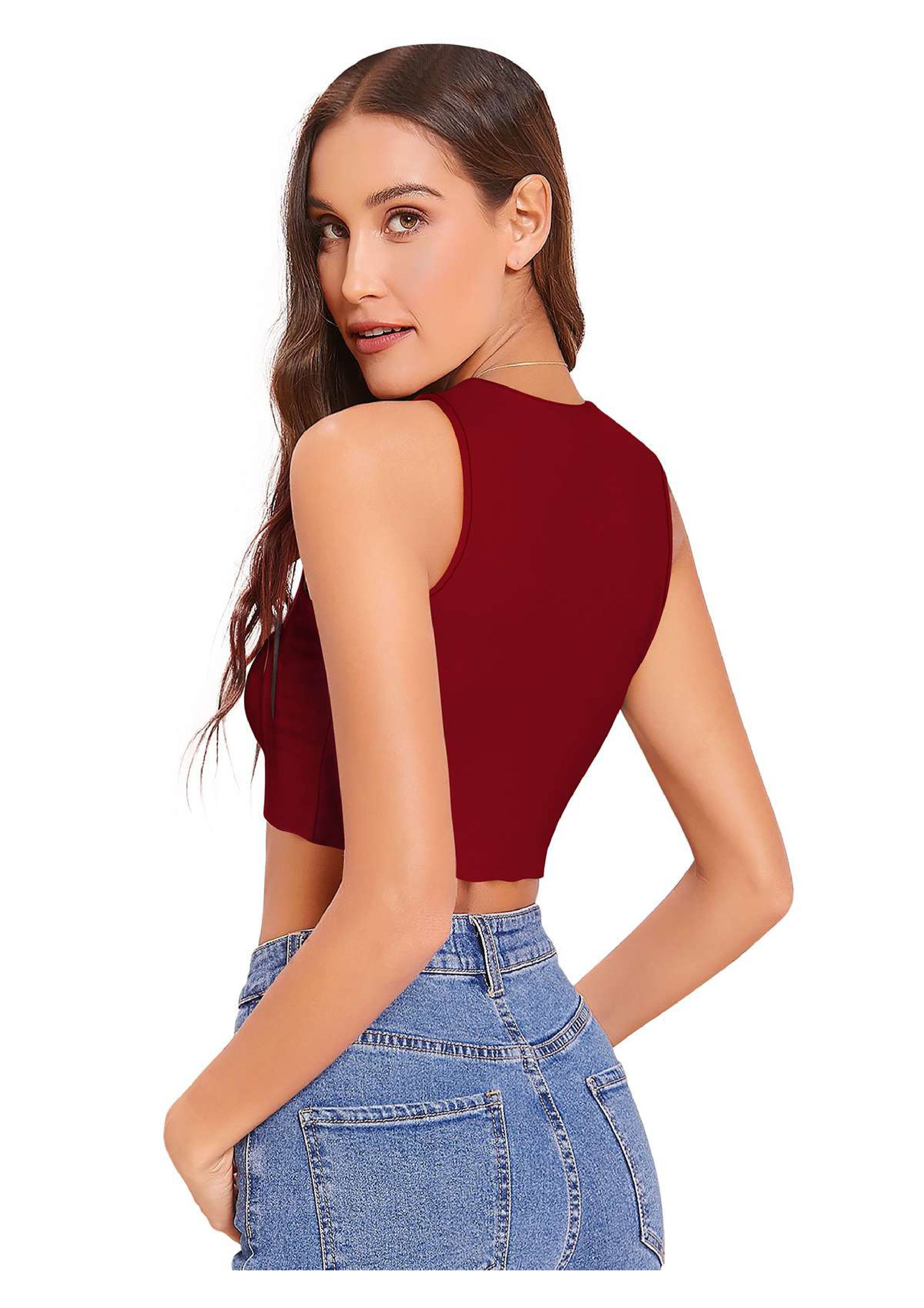 Trendy Solid Sleeveless Slim Fit Crop Top for Women – Casual & Party Wear Must-Have