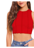 Trendy Solid Sleeveless Slim Fit Crop Top for Women – Casual & Party Wear Must-Have