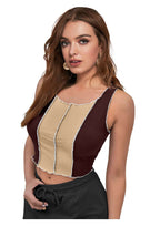 Trendy Color Block Sleeveless Crop Top for Women | Stylish Casual & Party Wear