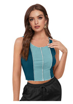 Trendy Color Block Sleeveless Crop Top for Women | Stylish Casual & Party Wear