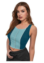 Trendy Color Block Sleeveless Crop Top for Women | Stylish Casual & Party Wear