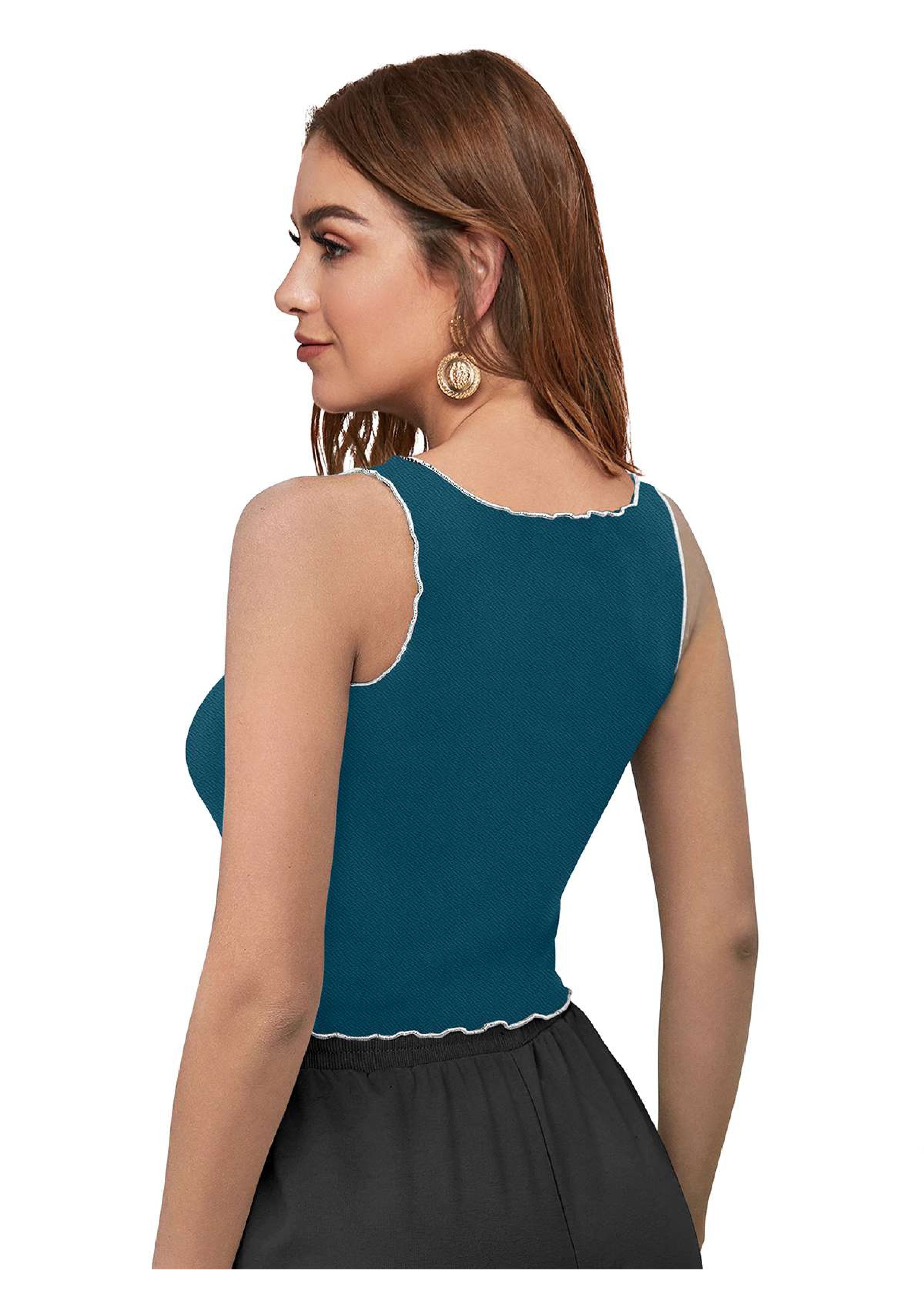 Trendy Color Block Sleeveless Crop Top for Women | Stylish Casual & Party Wear