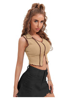 Trendy Color Block Sleeveless Crop Top for Women | Stylish Casual & Party Wear