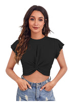Peach Bliss Twist-Front Crop Top – Effortless Elegance for Everyday Glam
