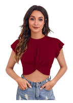 Peach Bliss Twist-Front Crop Top – Effortless Elegance for Everyday Glam