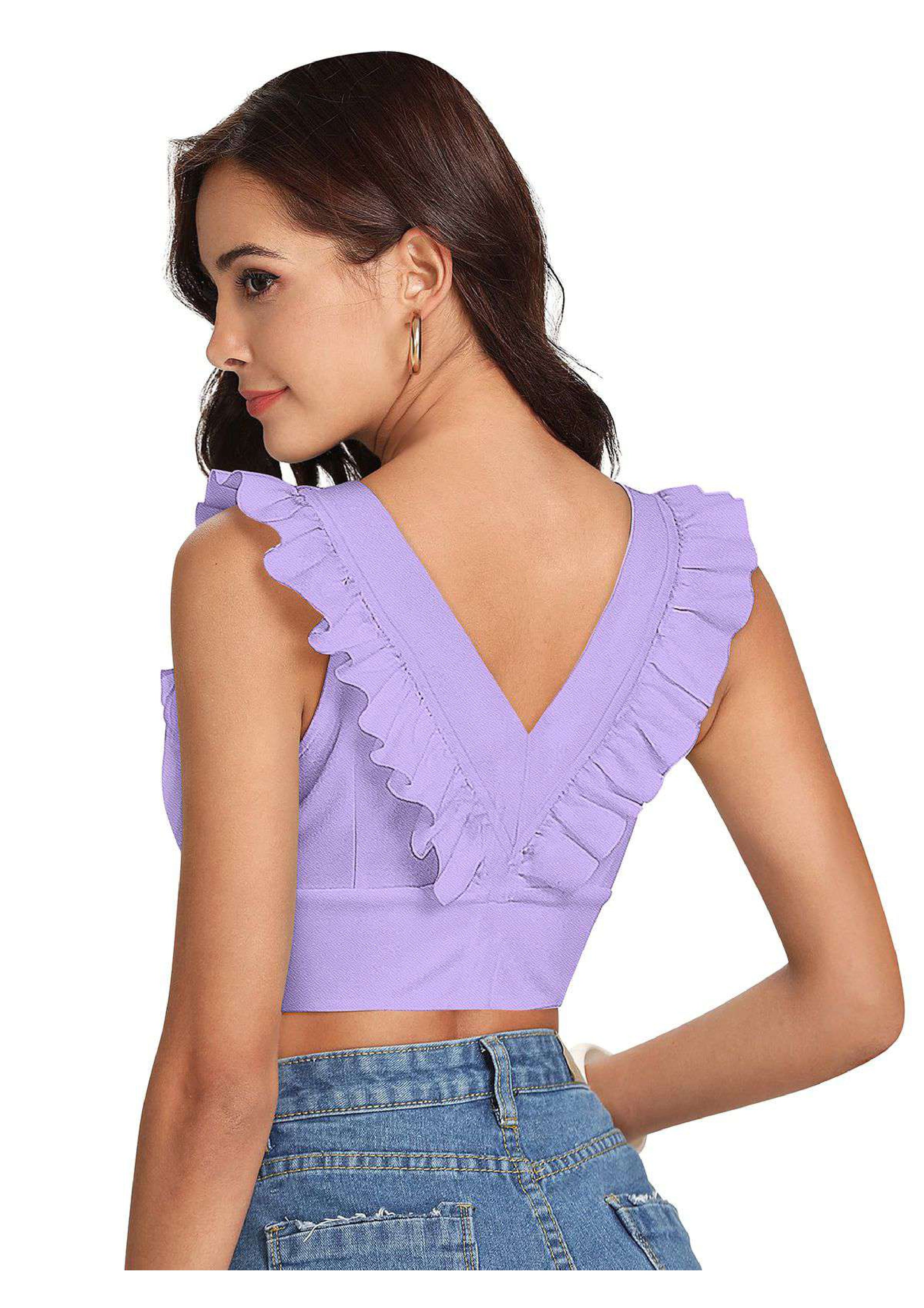 Ruffle Charm V-Neck Crop Top