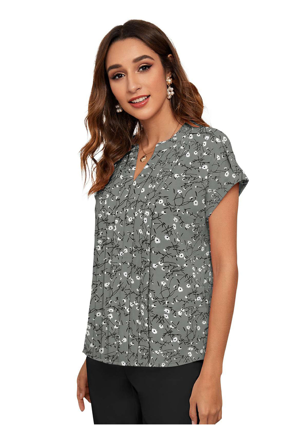 Floral Pleated Charm Top – Everyday Elegance with Effortless Comfort