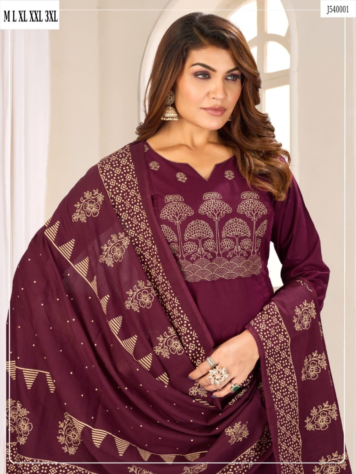 Elegant A-Line Kurti Pant Set with Dupatta – Premium Cotton Collection