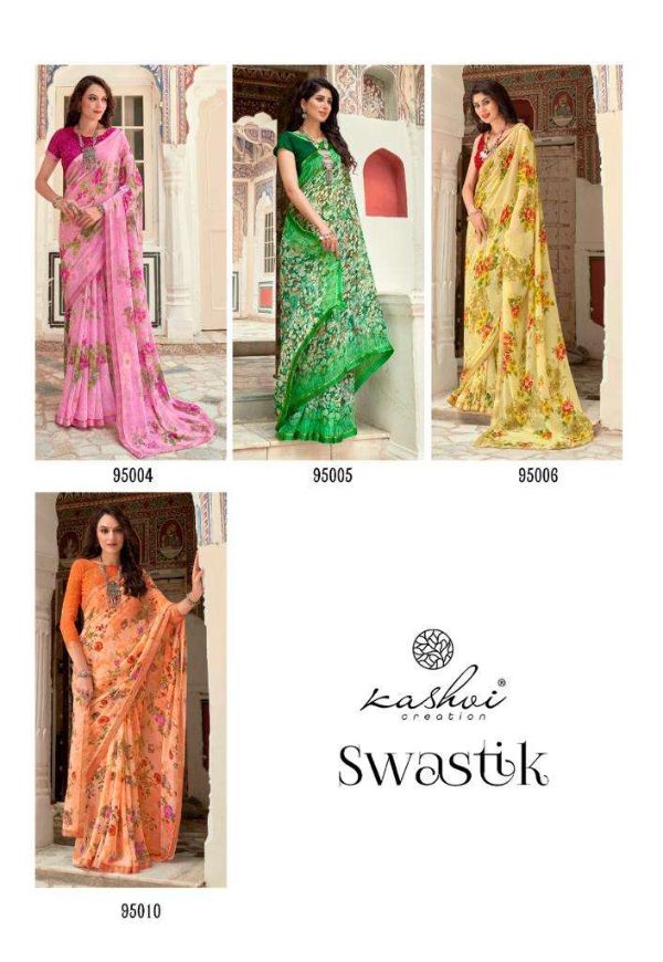 Swastik by Kashvi Georgette Printed Daily-Wear Saree – Everyday Elegance Range