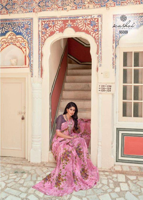 Swastik by Kashvi Georgette Printed Daily-Wear Saree – Everyday Elegance Range