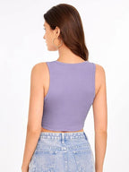Ribbed Round-Neck Sleeveless Crop Top