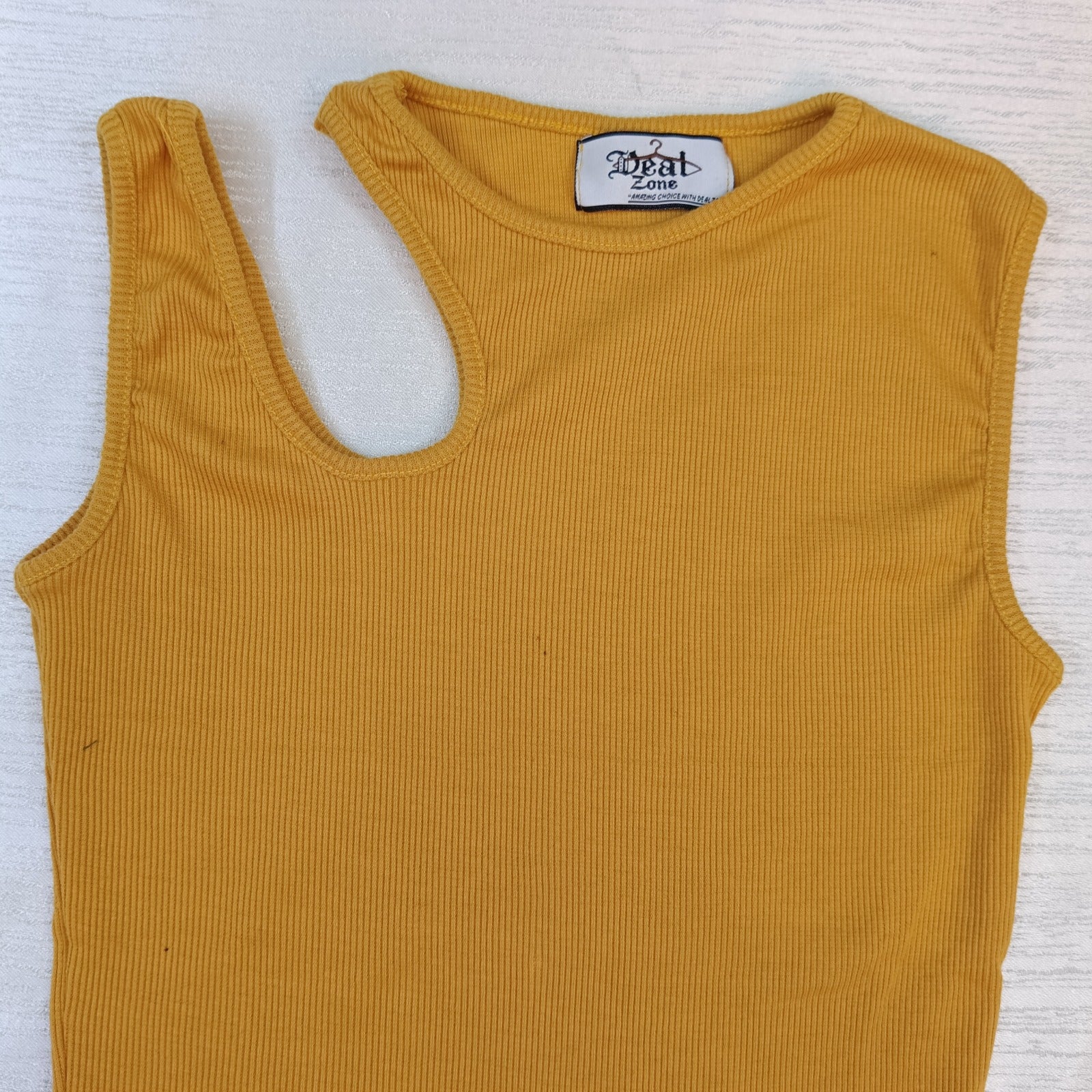 Ribbed One-Shoulder Cutout Crop Top