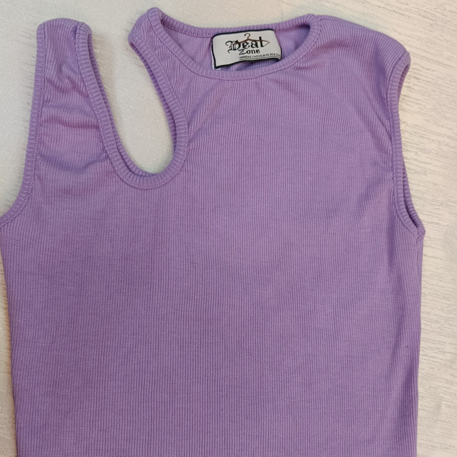 Ribbed One-Shoulder Cutout Crop Top