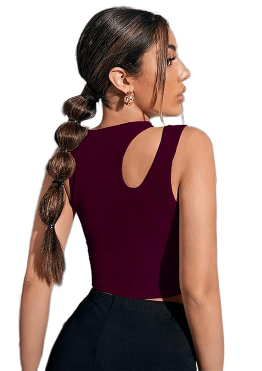 Ribbed One-Shoulder Cutout Crop Top