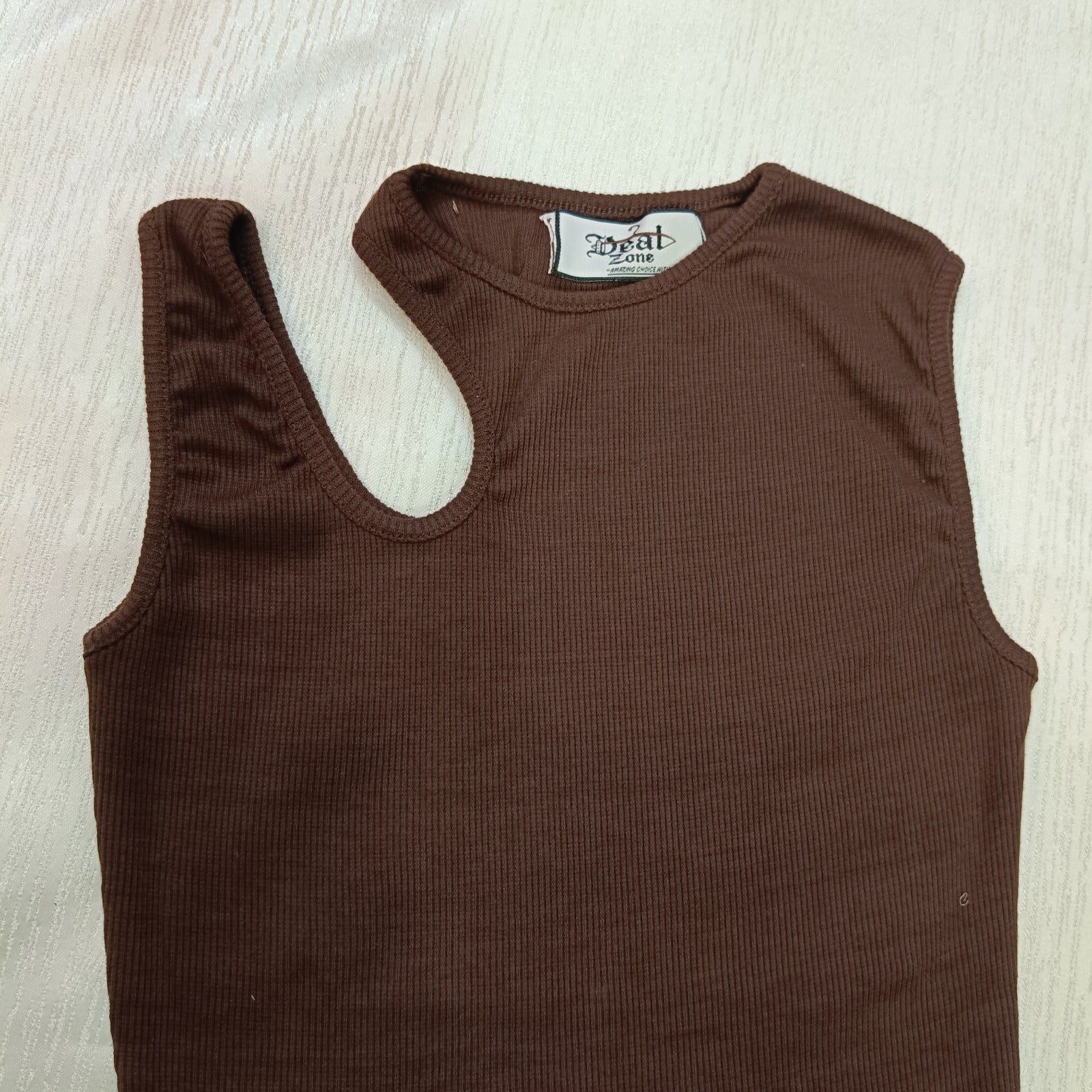 Ribbed One-Shoulder Cutout Crop Top