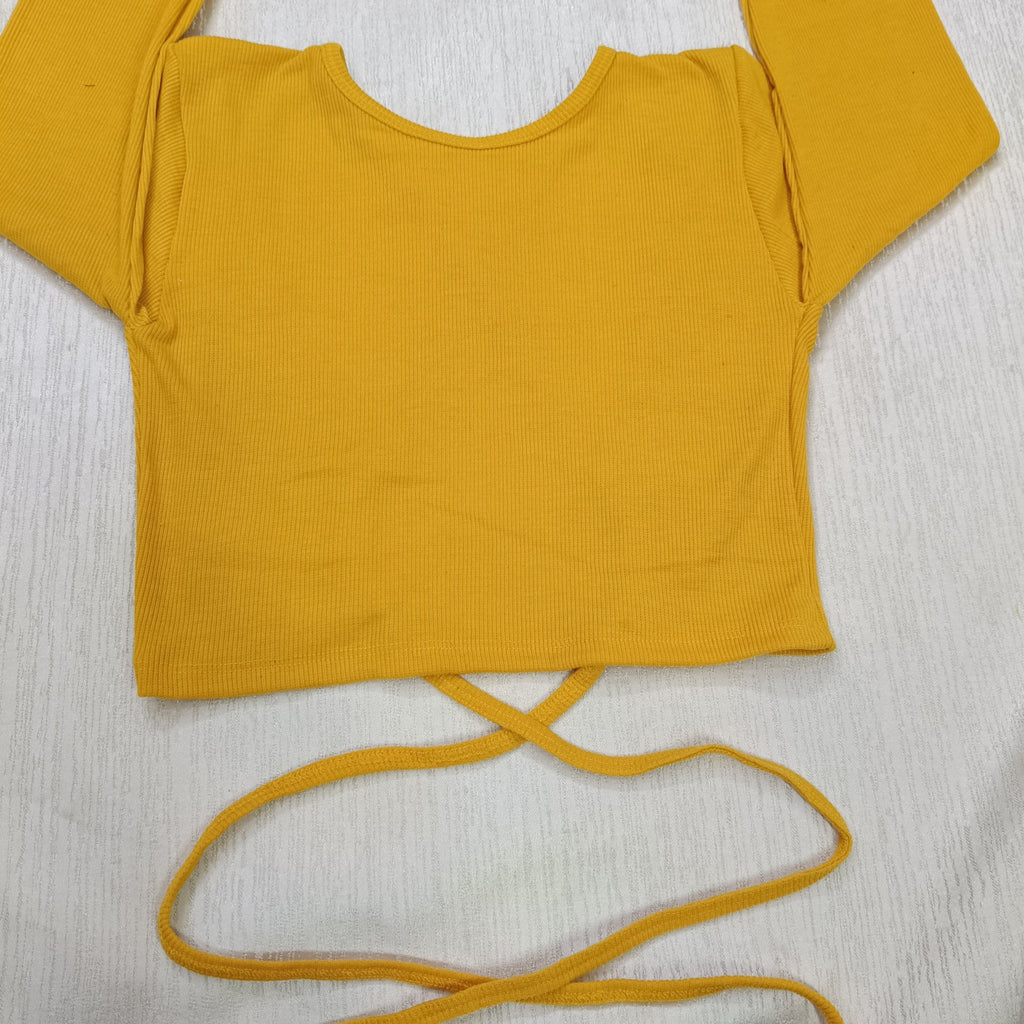 Backless Crisscross Long Sleeve Crop Top for Women – Elegant, Bold & Trendsetting Style