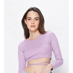 Trendy Ribbed Wrap Crop Top with Crisscross Tie Detailing