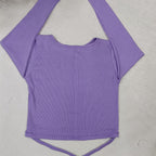 Trendy Ribbed Wrap Crop Top with Crisscross Tie Detailing