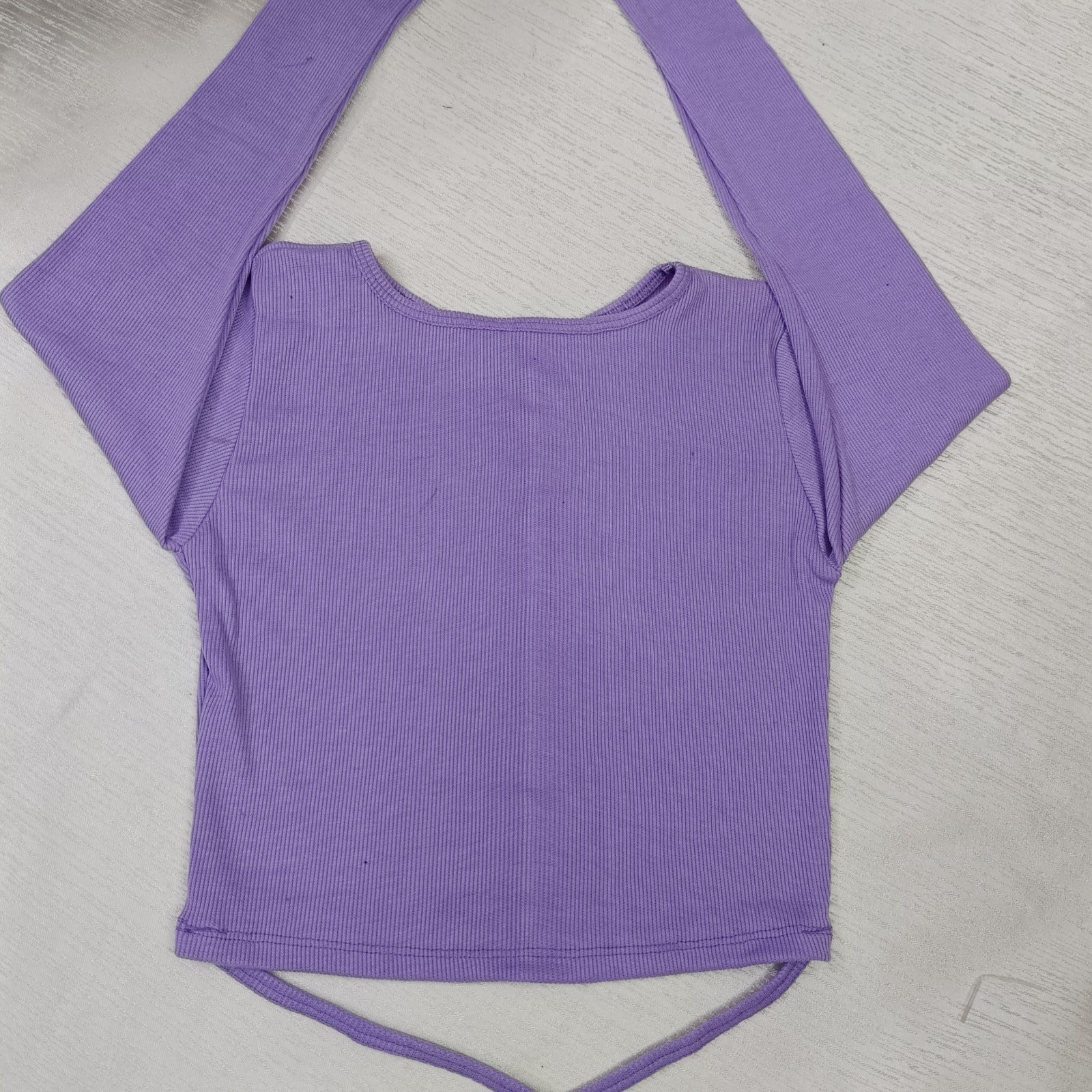 Trendy Ribbed Wrap Crop Top with Crisscross Tie Detailing