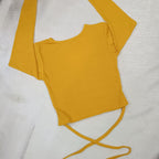 Trendy Ribbed Wrap Crop Top with Crisscross Tie Detailing