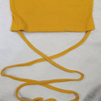 Trendy Ribbed Wrap Crop Top with Crisscross Tie Detailing