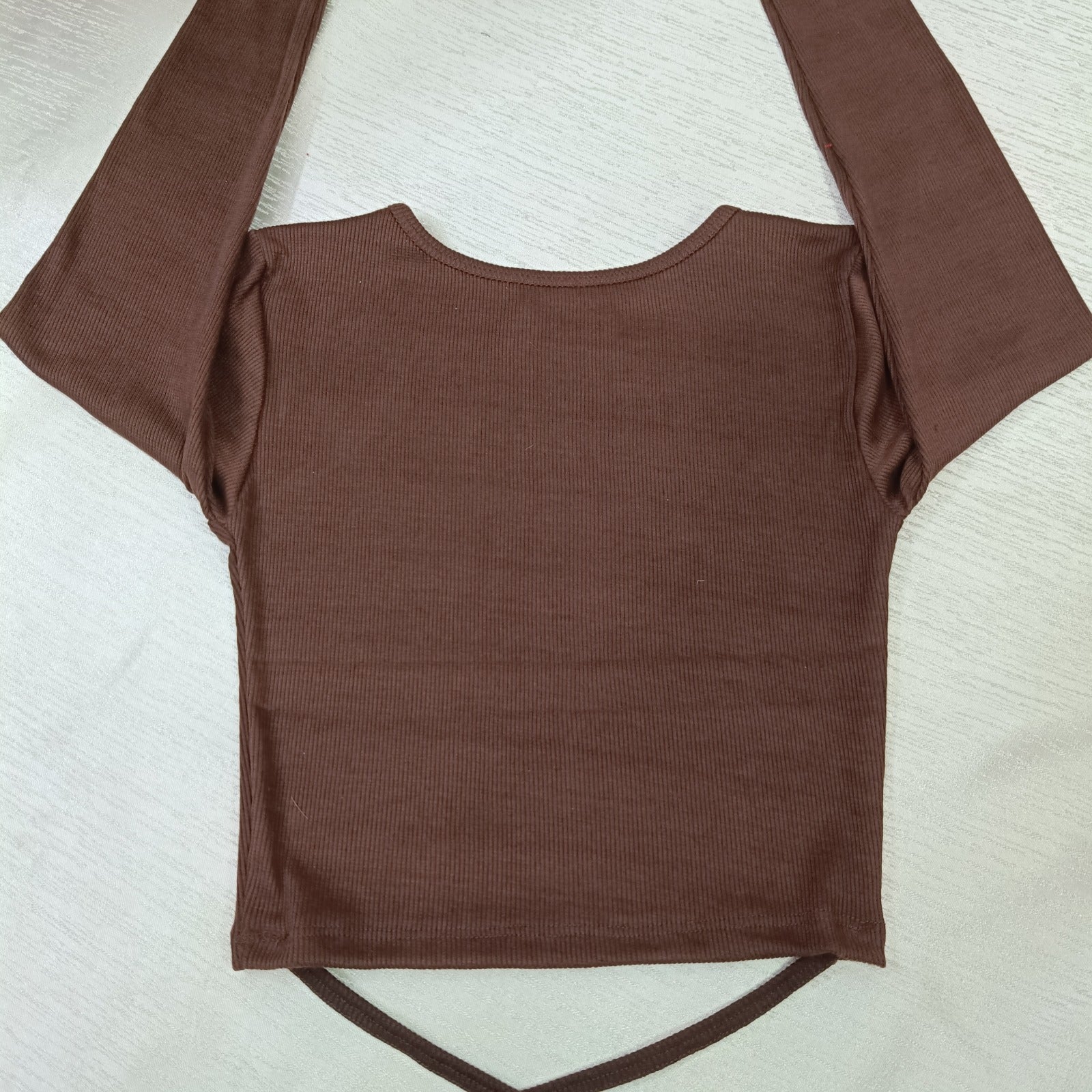 Trendy Ribbed Wrap Crop Top with Crisscross Tie Detailing