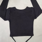 Trendy Ribbed Wrap Crop Top with Crisscross Tie Detailing