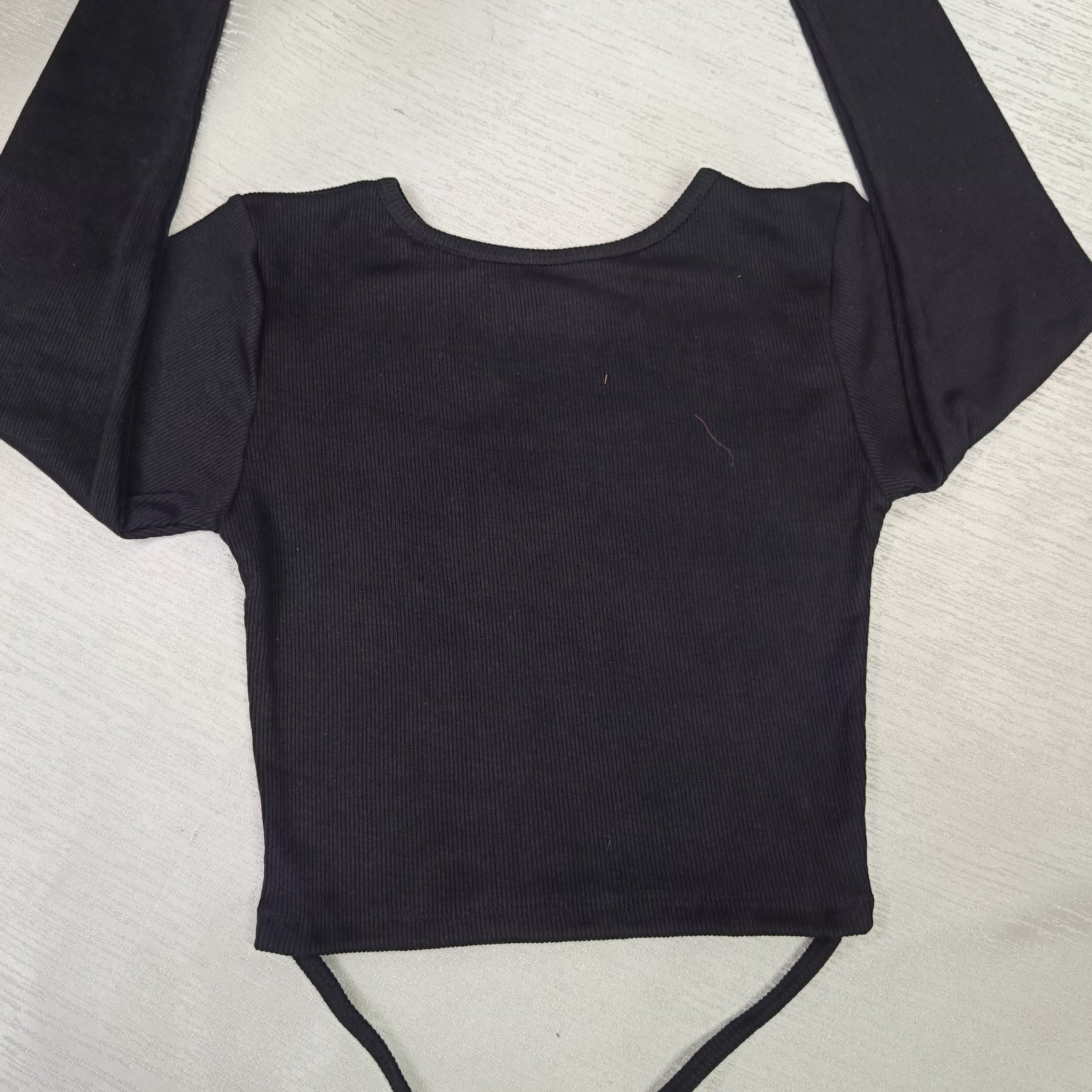 Trendy Ribbed Wrap Crop Top with Crisscross Tie Detailing