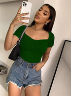 Classic Ribbed Square Neck Fitted Crop Top