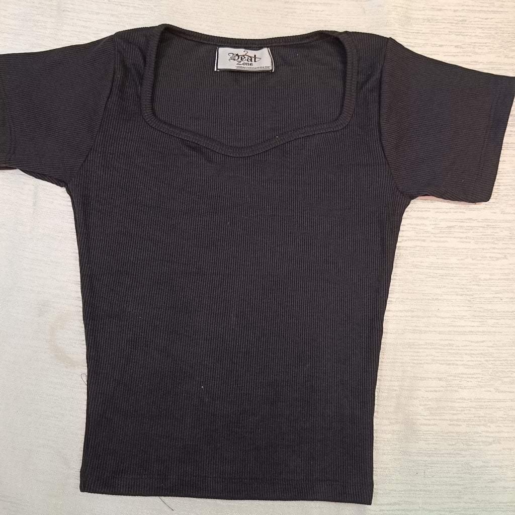 Classic Ribbed Square Neck Fitted Crop Top